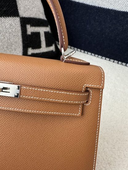  Hermes Kelly 25 CK37 Gold Handmade Epsom Sliver #3537 - Image 9
