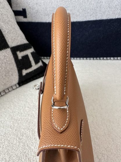  Hermes Kelly 25 CK37 Gold Handmade Epsom Sliver #3537 - Image 11