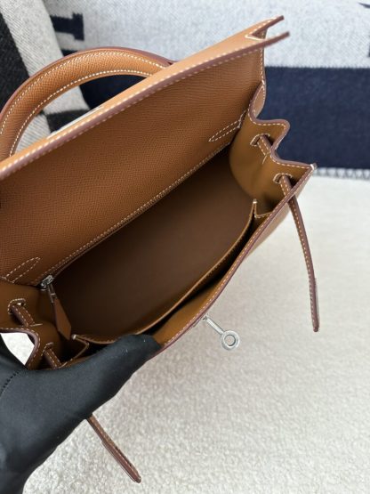  Hermes Kelly 25 CK37 Gold Handmade Epsom Sliver #3537 - Image 6