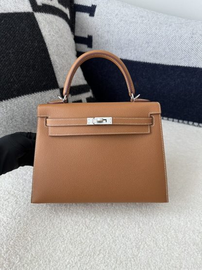  Hermes Kelly 25 CK37 Gold Handmade Epsom Sliver #3537 - Image 14