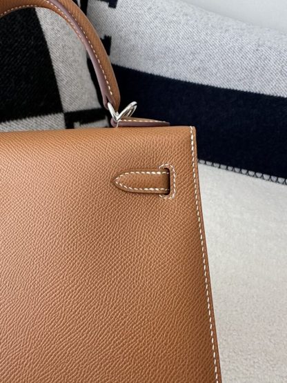  Hermes Kelly 25 CK37 Gold Handmade Epsom Sliver #3537 - Image 12