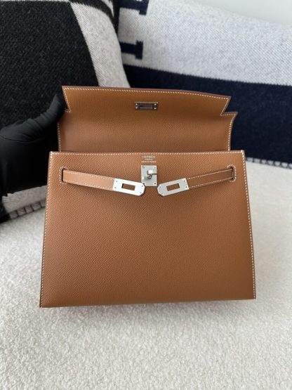  Hermes Kelly 25 CK37 Gold Handmade Epsom Sliver #3537 - Image 7
