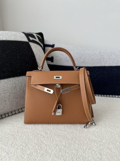  Hermes Kelly 25 CK37 Gold Handmade Epsom Sliver #3537 - Image 8
