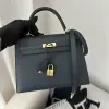  Hermes Kelly 25 2Z Blue Niut Handmade Epsom Gold #3536 - Image 16