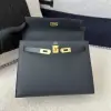  Hermes Kelly 25 2Z Blue Niut Handmade Epsom Gold #3536 - Image 5