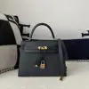  Hermes Kelly 25 2Z Blue Niut Handmade Epsom Gold #3536 - Image 18