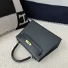  Hermes Kelly 25 2Z Blue Niut Handmade Epsom Gold #3536 - Image 12