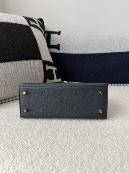  Hermes Kelly 25 2Z Blue Niut Handmade Epsom Gold #3536 - Image 8