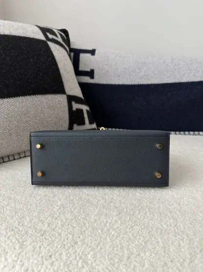  Hermes Kelly 25 2Z Blue Niut Handmade Epsom Gold #3536 - Image 8