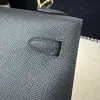  Hermes Kelly 25 2Z Blue Niut Handmade Epsom Gold #3536 - Image 9