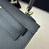  Hermes Kelly 25 2Z Blue Niut Handmade Epsom Gold #3536 - Image 10