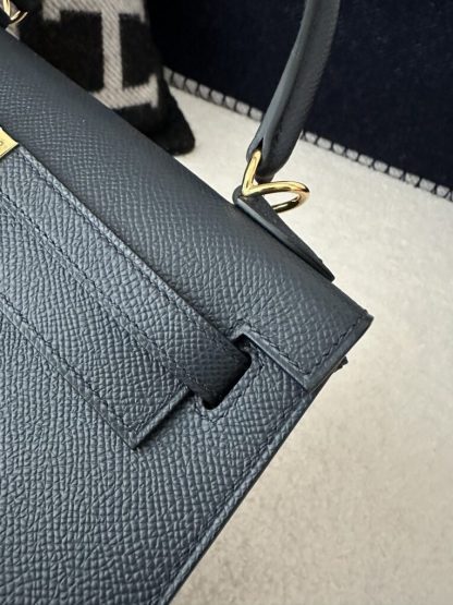 Hermes Kelly 25 2Z Blue Niut Handmade Epsom Gold #3536 - Image 10