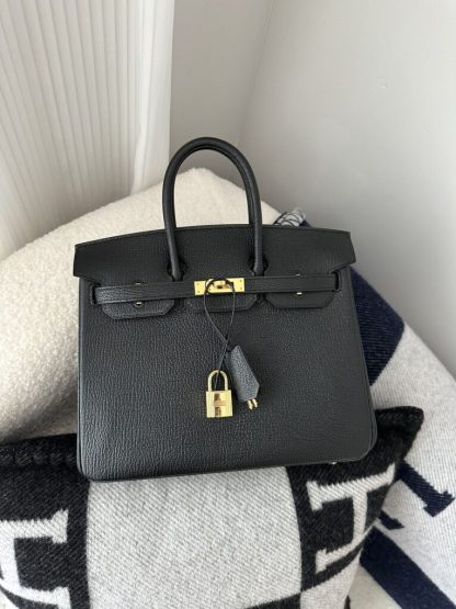  Hermes Birkin 25cm CC89 Noir Handmade Hand Stitching chevre Leather Gold Hardware #3499 - Image 9