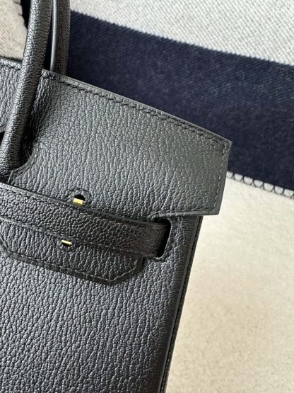  Hermes Birkin 25cm CC89 Noir Handmade Hand Stitching chevre Leather Gold Hardware #3499 - Image 5