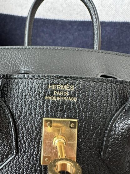  Hermes Birkin 25cm CC89 Noir Handmade Hand Stitching chevre Leather Gold Hardware #3499 - Image 6