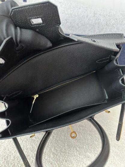  Hermes Birkin 25cm CC89 Noir Handmade Hand Stitching chevre Leather Gold Hardware #3499 - Image 7