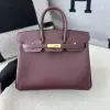 Replica Hermes Birkin 25cm CC55 Rough Handmade Hand Stitching Box Leather Gold Hardware #3498