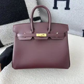 Replica Hermes Birkin 25cm CC55 Rough Handmade Hand Stitching Box Leather Gold Hardware #3498