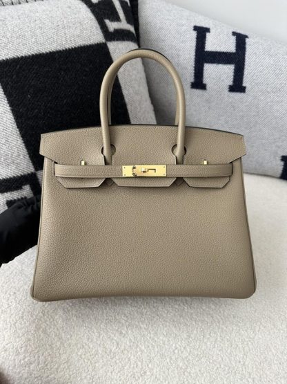 Replica Hermes Birkin 30cm 8Q Beige Marfa Handmade Hand Stitching togo Gold #3529