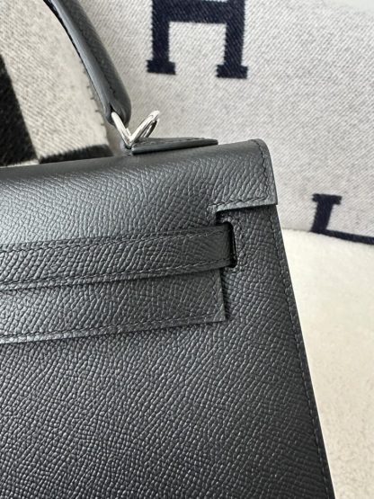  Hermes Kelly 25 CK89 Noir Handmade Epsom Sliver #3535 - Image 13