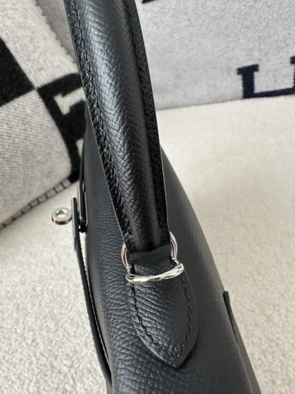  Hermes Kelly 25 CK89 Noir Handmade Epsom Sliver #3535 - Image 8