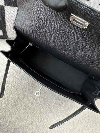  Hermes Kelly 25 CK89 Noir Handmade Epsom Sliver #3535 - Image 2