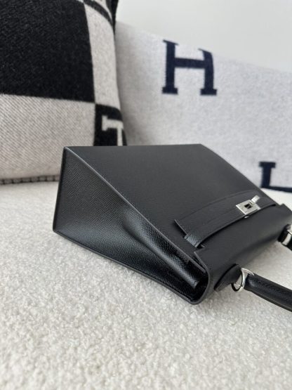  Hermes Kelly 25 CK89 Noir Handmade Epsom Sliver #3535 - Image 11