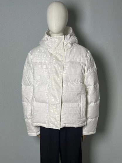  FENDI White tech fabric down jacket 2024 Winter #3394 - Image 11