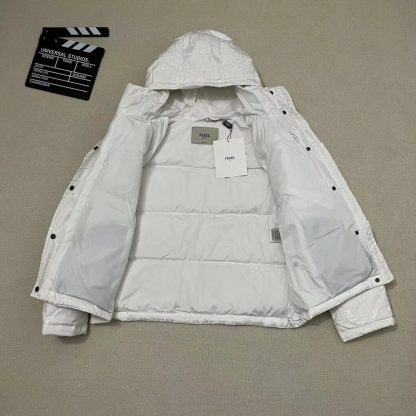  FENDI White tech fabric down jacket 2024 Winter #3394 - Image 3