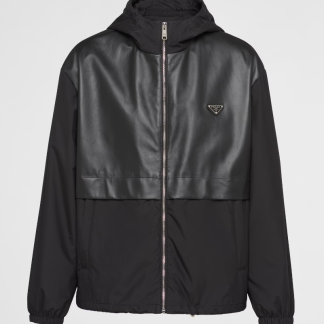 Replica Prada Men's Outwear Silk and leather blouson jacket #3418