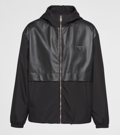 Replica Prada Men's Outwear Silk and leather blouson jacket #3418
