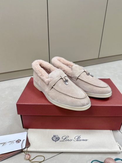 Loro Piana 2024 Summer Charms Walk Loafers Light Pink #3661