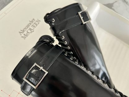  Alexander Mcqueen Women's Tread Slick Knee-high Boot in Black/silver #3717 - Image 14