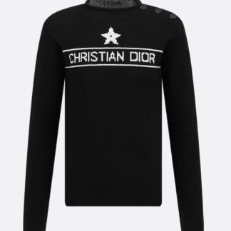 Replica Dior Black Cashmere Knit Sweater with Buttons For Women #3601