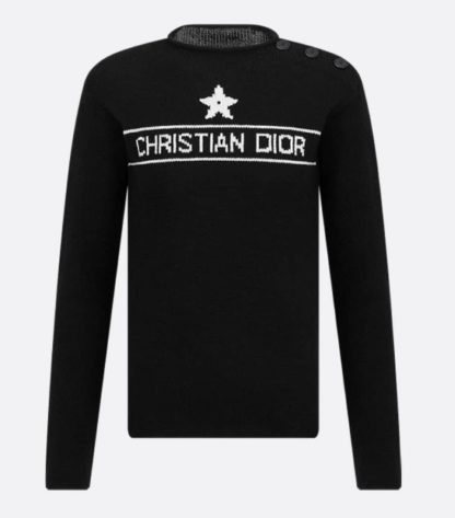 Replica Dior Black Cashmere Knit Sweater with Buttons For Women #3601