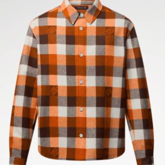 Replica Louis Vuitton Button-Down Long-Sleeved Flannel Shirt 1AFXSJ #3604
