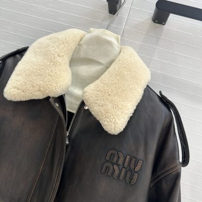  Miu Miu Nappa leather bomber jacket Fur Jacket #3705 - Image 2