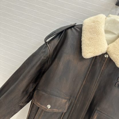  Miu Miu Nappa leather bomber jacket Fur Jacket #3705 - Image 3