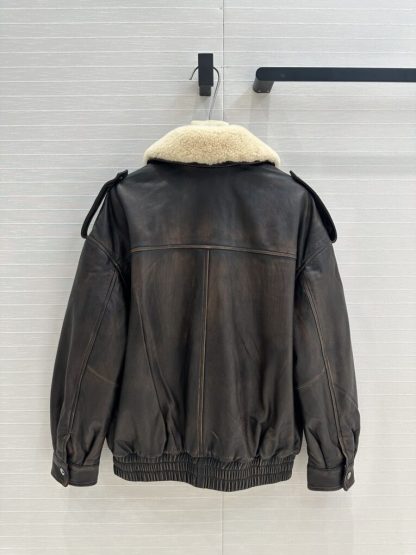  Miu Miu Nappa leather bomber jacket Fur Jacket #3705 - Image 4