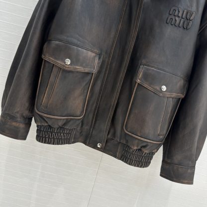  Miu Miu Nappa leather bomber jacket Fur Jacket #3705 - Image 9