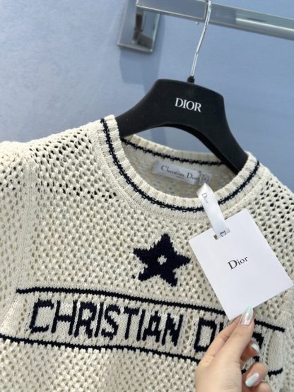  Dior Short-Sleeved Sweater For Women Ecru Wool and Cashmere Knit #3723 - Image 7