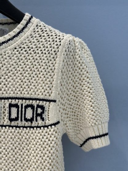  Dior Short-Sleeved Sweater For Women Ecru Wool and Cashmere Knit #3723 - Image 8