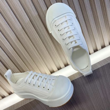  Bottega Veneta Vulcan Platform Sneaker Women's Canvas lace-up platform sneaker #3696 - Image 7