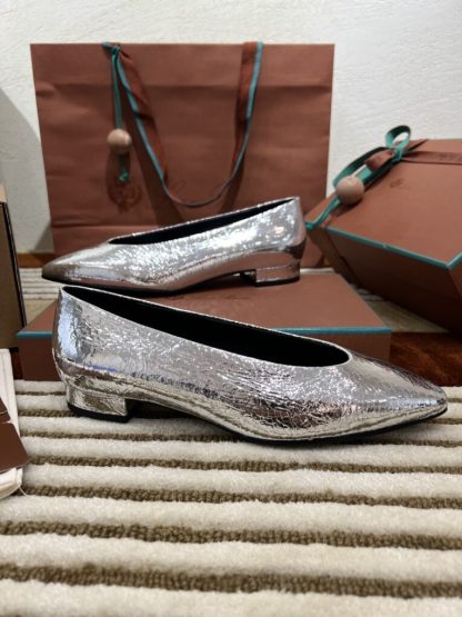 Loro Piana 2024 Rebecca Ballerinas Calfskin Women's Loafer Sliver Highend Quality #3623 - Image 7