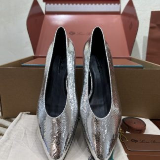 Loro Piana 2024 Rebecca Ballerinas Calfskin Women's Loafer Sliver Highend Quality #3623