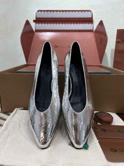 Loro Piana 2024 Rebecca Ballerinas Calfskin Women's Loafer Sliver Highend Quality #3623