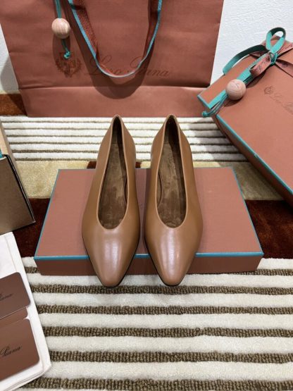 Loro Piana 2024 Rebecca Ballerinas Calfskin Women's Loafer Saddle Brown Highend Quality #3625 - Image 6