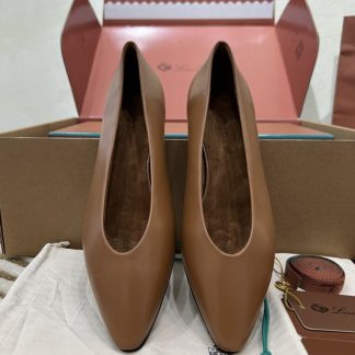 Loro Piana 2024 Rebecca Ballerinas Calfskin Women's Loafer Saddle Brown Highend Quality #3625
