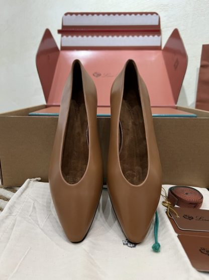 Loro Piana 2024 Rebecca Ballerinas Calfskin Women's Loafer Saddle Brown Highend Quality #3625
