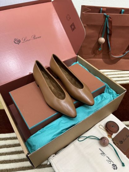 Loro Piana 2024 Rebecca Ballerinas Calfskin Women's Loafer Saddle Brown Highend Quality #3625 - Image 4